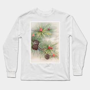 Birthday card depicting pines and flower Long Sleeve T-Shirt